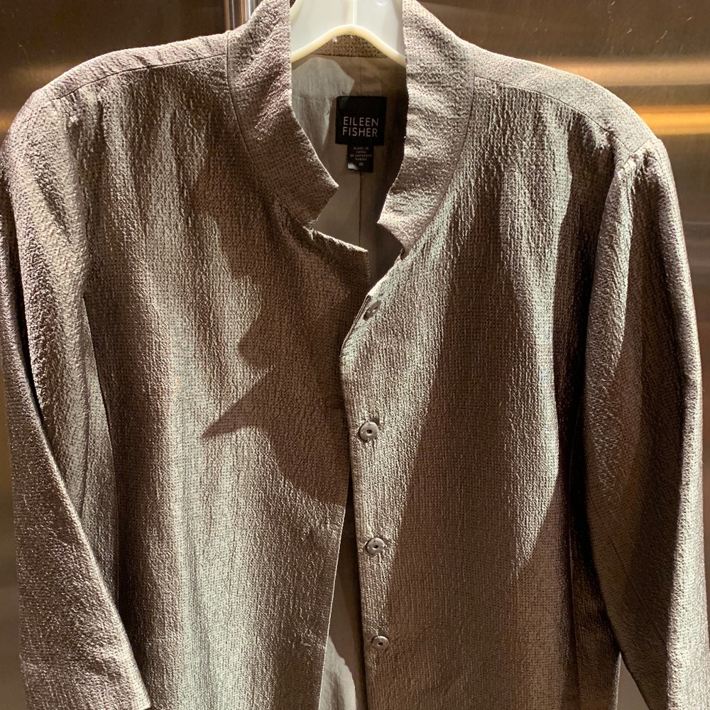 Eileen Fisher 100% Silk Gold Jacket